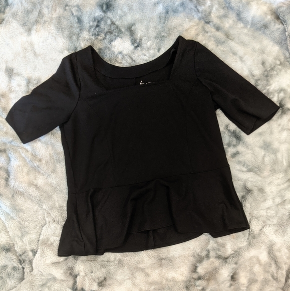 Lane Bryant square neck black peplum top plus - Picture 2 of 8